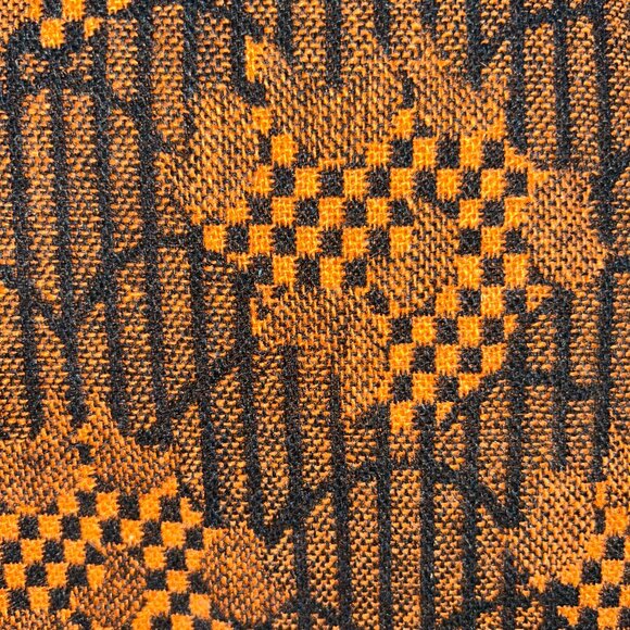 Vintage Mod 60's 70s Vibrant Upholstery Coat Black Orange Pockets Lined Belt EUC - Picture 9 of 11